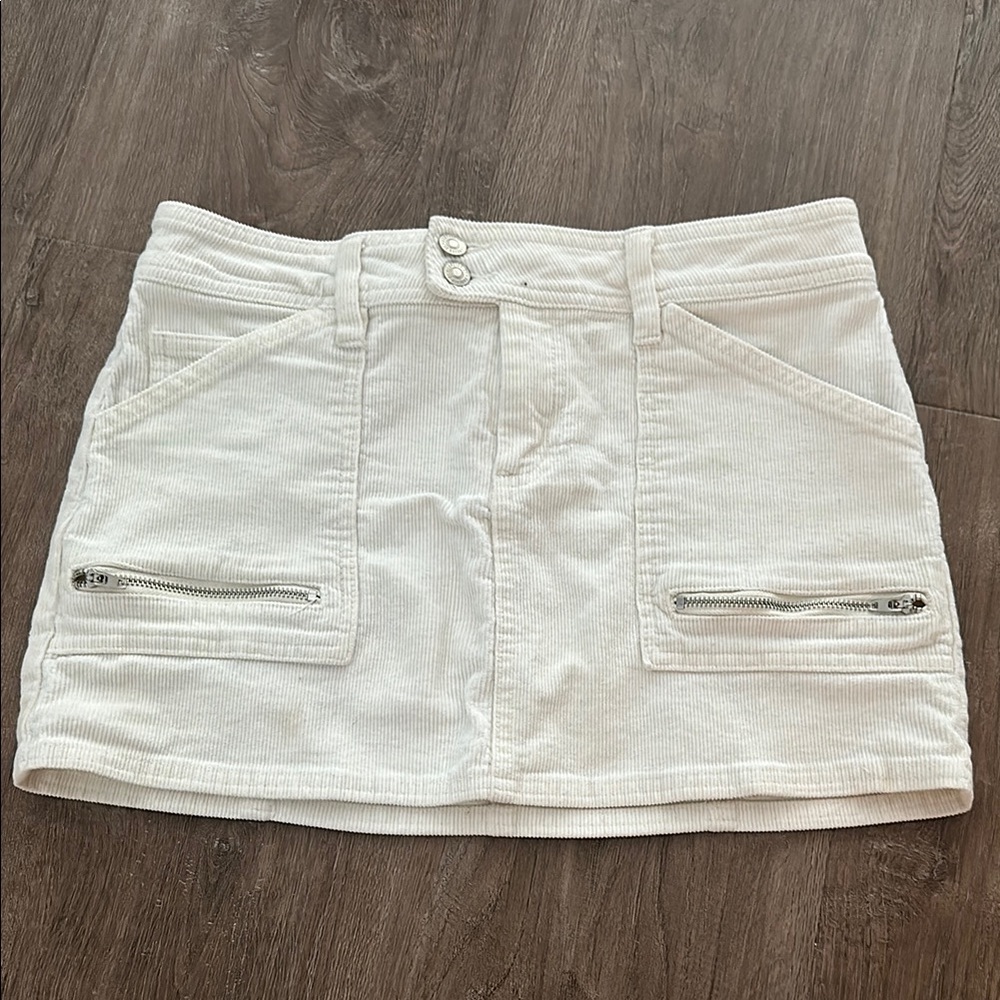 White Corduroy Mini Skirt